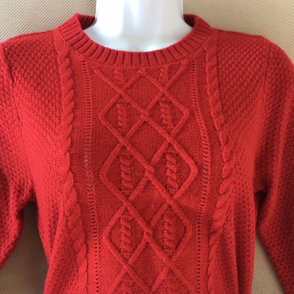 Copper Key - true vivid red cable knit sweater